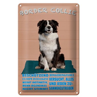Cartel de chapa que dice 20x30cm Border Collie perro inteligente