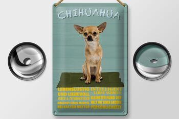 Plaque en tôle disant 20x30cm Chien Chihuahua qui aime s'amuser 2