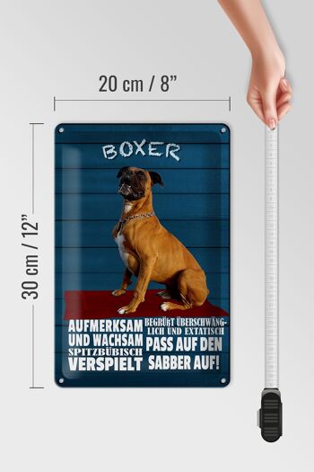 Plaque en tôle disant 20x30cm chien boxer attentif vigilant 4