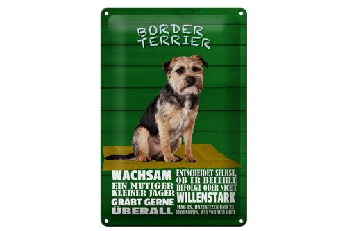 Blechschild Spruch 20x30cm Border Terrier Hund wachsam