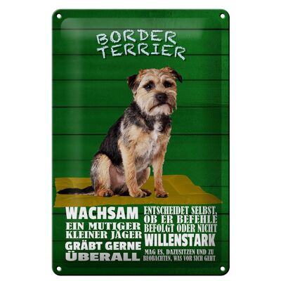 Targa in metallo con scritta "Allarme cane Border Terrier" 20x30 cm