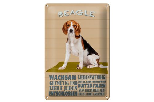Blechschild Spruch 20x30cm Beagle Hund gutmütig liebt jeden