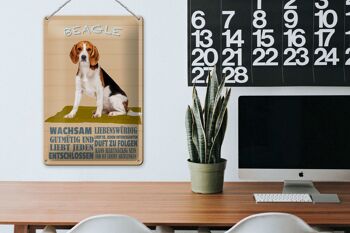 Plaque en étain disant 20x30cm Chien Beagle de bonne humeur aime tout le monde 3