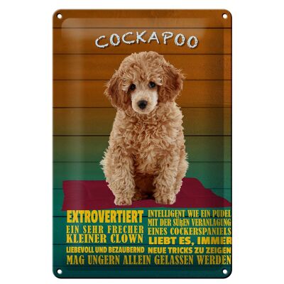 Cartel de chapa que dice 20x30cm Perro Cockapoo pequeño payaso