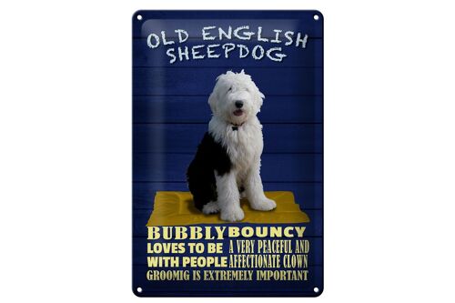 Blechschild Spruch 20x30cm Old English Sheepdog Hund bubbly