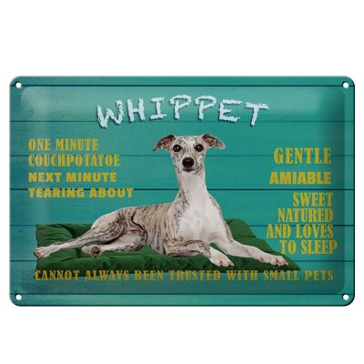 Letrero de chapa que dice 30x20cm Whippet dog gentil y amable