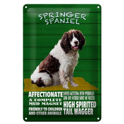 Cartel de chapa que dice 20x30cm Springer Spaniel apto para perros