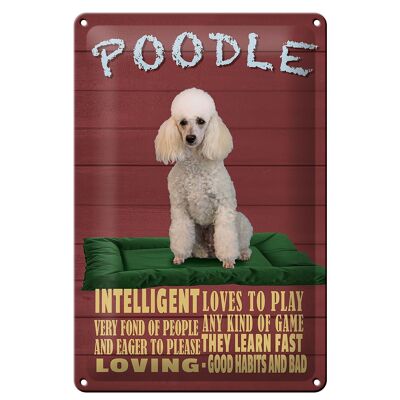 Blechschild Spruch 20x30cm Hund Poodle loves to play