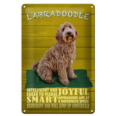 Metal sign saying 20x30cm Labradoodle dog wants to jump up