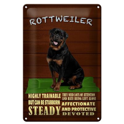 Targa in metallo con scritta 20x30 cm Rottweiler altamente addestrabile