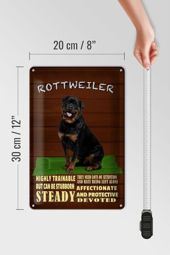 Panneau en étain indiquant un chien Rottweiler de 20 x 30 cm hautement dressable 4