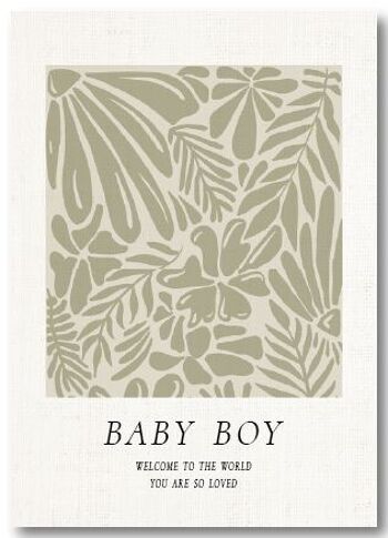 Carte de vœux | Bébé garçon botanique 3