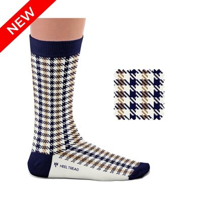 Chaussettes Pepita Marine-Beige