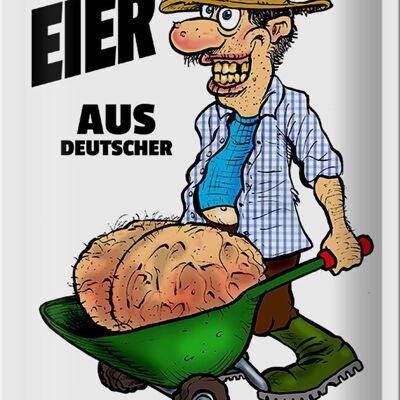 Cartel de chapa con huevos de 20x30 cm de Alemania.Carretillas para mantenimiento de suelos