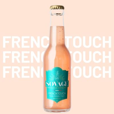 Excepcional cóctel ecológico y francés sin alcohol: FRENCH TOUCH, Melocotón, romero, pimienta de espelette