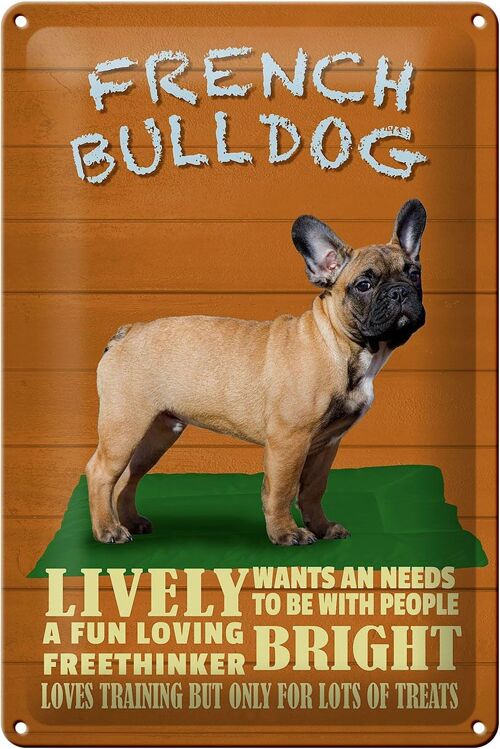 Blechschild Spruch 20x30cm French Bulldog Hund lively