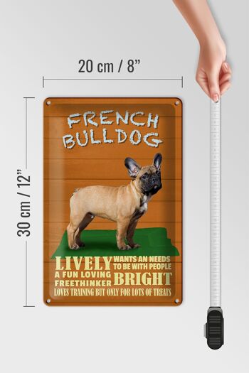 Plaque en étain disant 20x30cm Chien bouledogue français animé 4