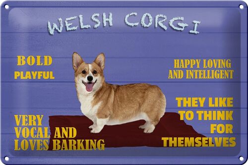 Blechschild Spruch 30x20cm Welsh Corgi Hund bold playful
