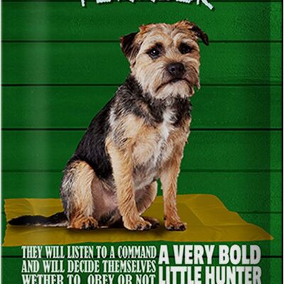 Cartel de chapa que dice 20x30cm Border Terrier Dog a very Bold