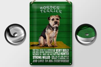 Panneau en étain indiquant 20x30cm Border Terrier Dog a very bold 2