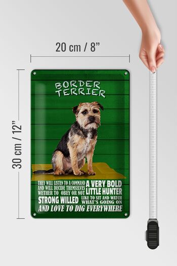 Panneau en étain indiquant 20x30cm Border Terrier Dog a very bold 4