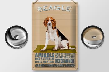 Panneau en étain indiquant que le chien Beagle aime suivre n'importe qui, 20x30 cm 2