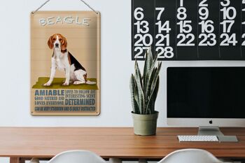 Panneau en étain indiquant que le chien Beagle aime suivre n'importe qui, 20x30 cm 3