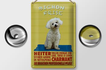 Plaque en tôle disant 20x30cm chien Bichon Frise charmant 2