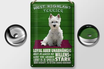 Panneau en étain disant 20x30cm West Highland Terrier chien fort 2