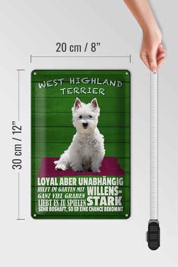 Panneau en étain disant 20x30cm West Highland Terrier chien fort 4