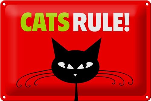 Blechschild Spruch 30x20cm Cats rule Katze