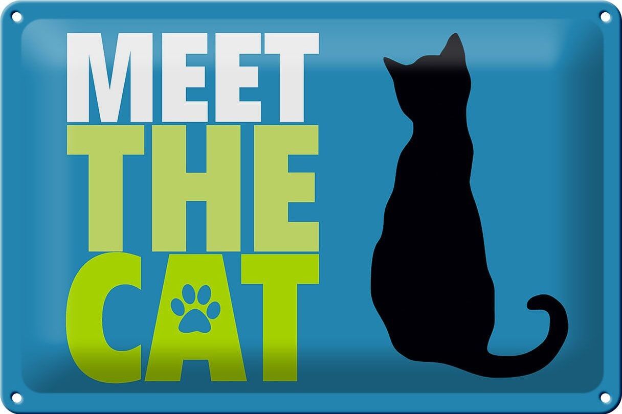 Targa in metallo Gli amanti dei gatti 30x20 cm incontrano il gatto