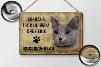 Plaque en tôle disant Chat bleu russe 30x20cm 2