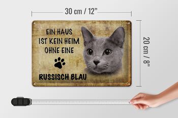 Plaque en tôle disant Chat bleu russe 30x20cm 4