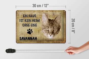 Plaque en tôle 30x20cm Chat Savannah sans maison 4