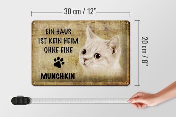 Plaque en tôle indiquant Chat Munchkin sans maison 30x20cm 4