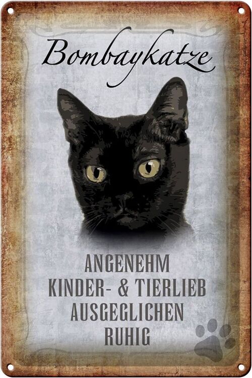 Blechschild Spruch 20x30cm Bombaykatze Katze