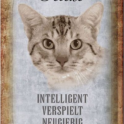 Cartel de chapa con texto "Ocicat cat juguetón" 20x30 cm