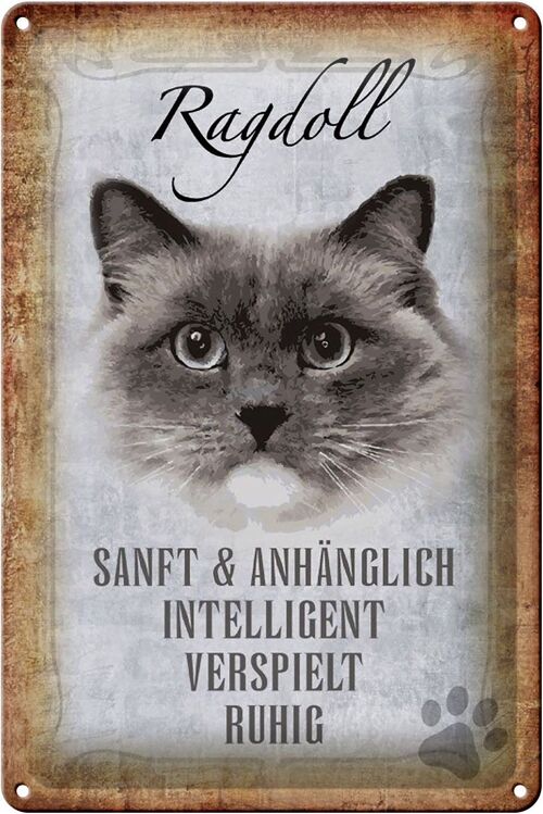 Blechschild Spruch 20x30cm Ragdoll Katze sanft