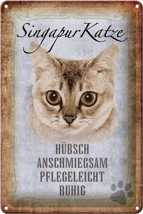 Blechschild Spruch 20x30cm Singapur Katze