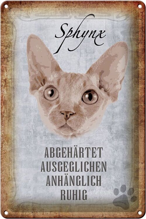 Blechschild Spruch 20x30cm Sphynx Katze Wanddeko