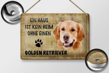 Plaque en tôle Golden Retriever 30x20cm La maison n'est pas une maison sans 2