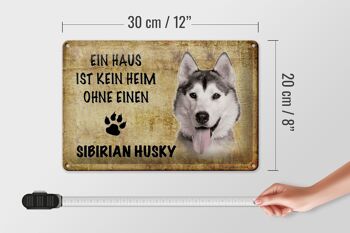 Plaque en tôle Husky sibérien 30x20cm maison pas de maison sans 4