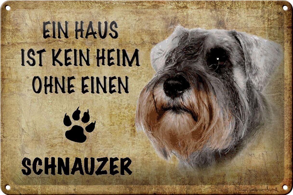 Targa in metallo Schnauzer 30x20 cm casa senza casa