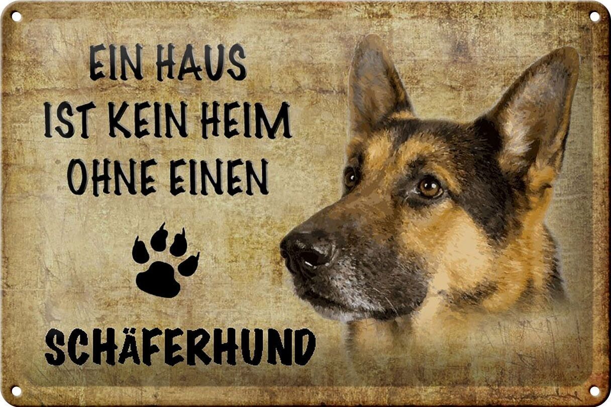 Targa in metallo Pastore Tedesco 30x20 cm casa senza casa