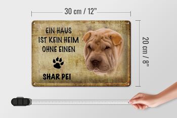 Plaque en tôle Shar Pei 30x20cm maison pas de maison sans 4