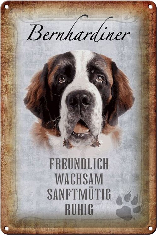 Blechschild Spruch 20x30cm Bernhardiner Hund