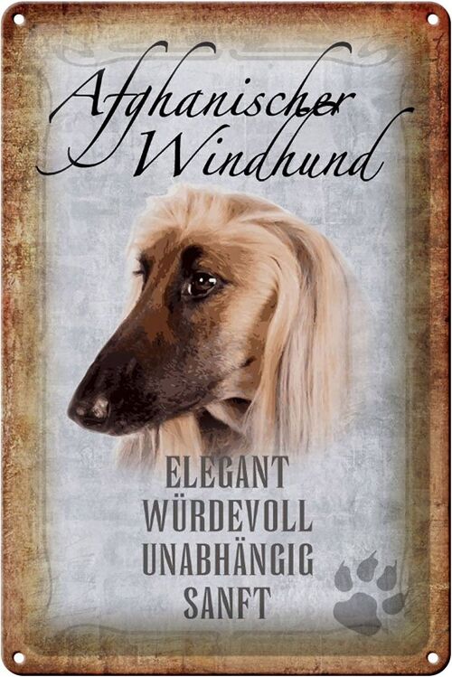 Blechschild Spruch 20x30cm Afghanischer Windhund Hund