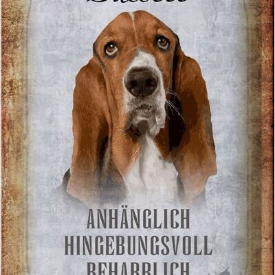 Metal sign saying 20x30cm Bassett dog