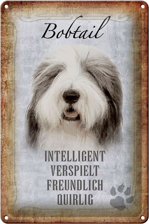 Blechschild Spruch 20x30cm Bobtail Hund verspielt